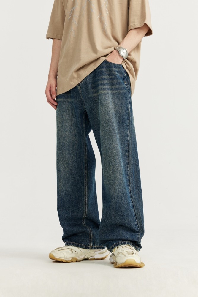 Men Women Wide-leg Jeans Straight Leg Pants Bottoms Trousers Outfits Casual Jeans