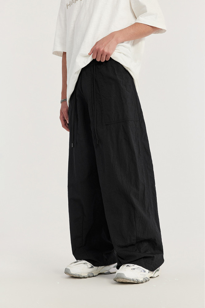 Men Women Wrinkle Washed Wide Leg Pants Sport Wear Pant Bottoms Trousers Outfits Casual Pants