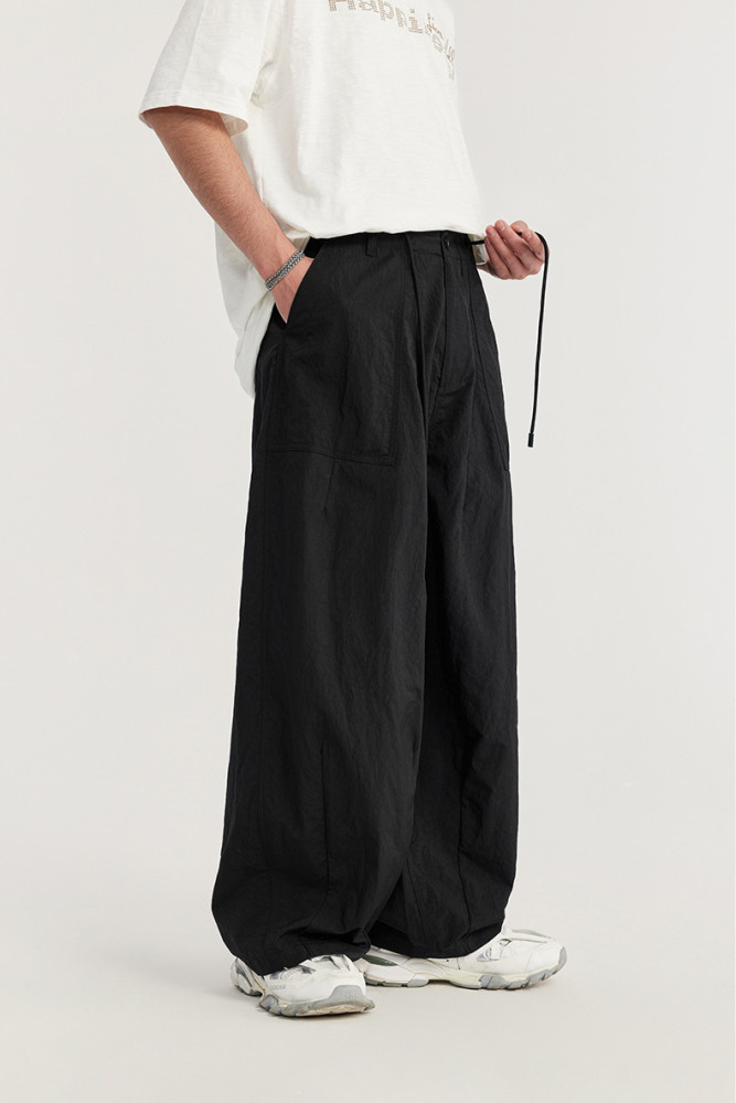 Men Women Wrinkle Washed Wide Leg Pants Sport Wear Pant Bottoms Trousers Outfits Casual Pants