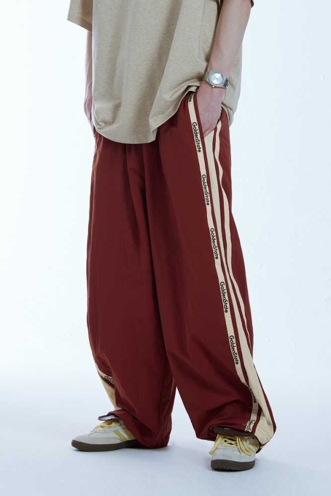Men Women Retro Contrasting Color Patchwork Wide Leg Pants Sport Wear Pant Bottoms Trousers Outfits Casual Pants