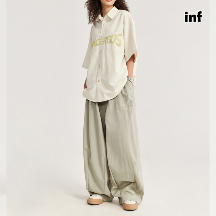 Men Women Wrinkle Washed Wide Leg Pants Sport Wear Pant Bottoms Trousers Outfits Casual Pants