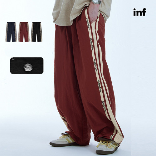 Men Women Retro Contrasting Color Patchwork Wide Leg Pants Sport Wear Pant Bottoms Trousers Outfits Casual Pants