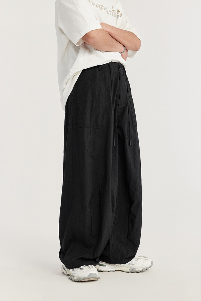 Men Women Wrinkle Washed Wide Leg Pants Sport Wear Pant Bottoms Trousers Outfits Casual Pants