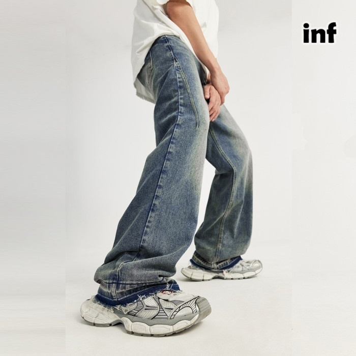 Men Women Washed Wide-leg Jeans Straight Leg Pants Bottoms Trousers Outfits Casual Jeans