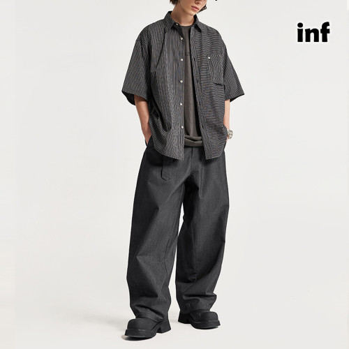 Men Women Silhouette Imitation Denim Radish Pants Wide-leg Pants Trousers Loose pants Casual Pants