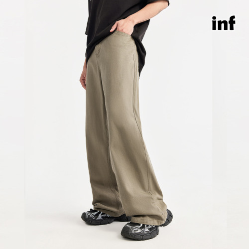 Men Women Vintage Solid Color Wide-leg Jeans Straight Leg Pants Bottoms Trousers Outfits Casual Jeans