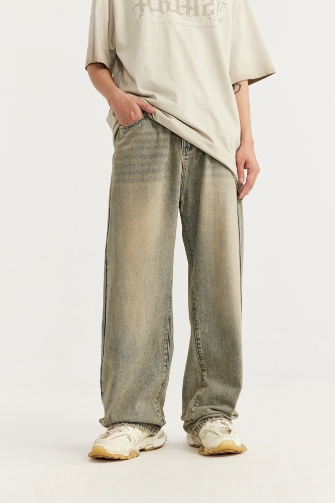 Men Women Wide-leg Jeans Straight Leg Pants Bottoms Trousers Outfits Casual Jeans