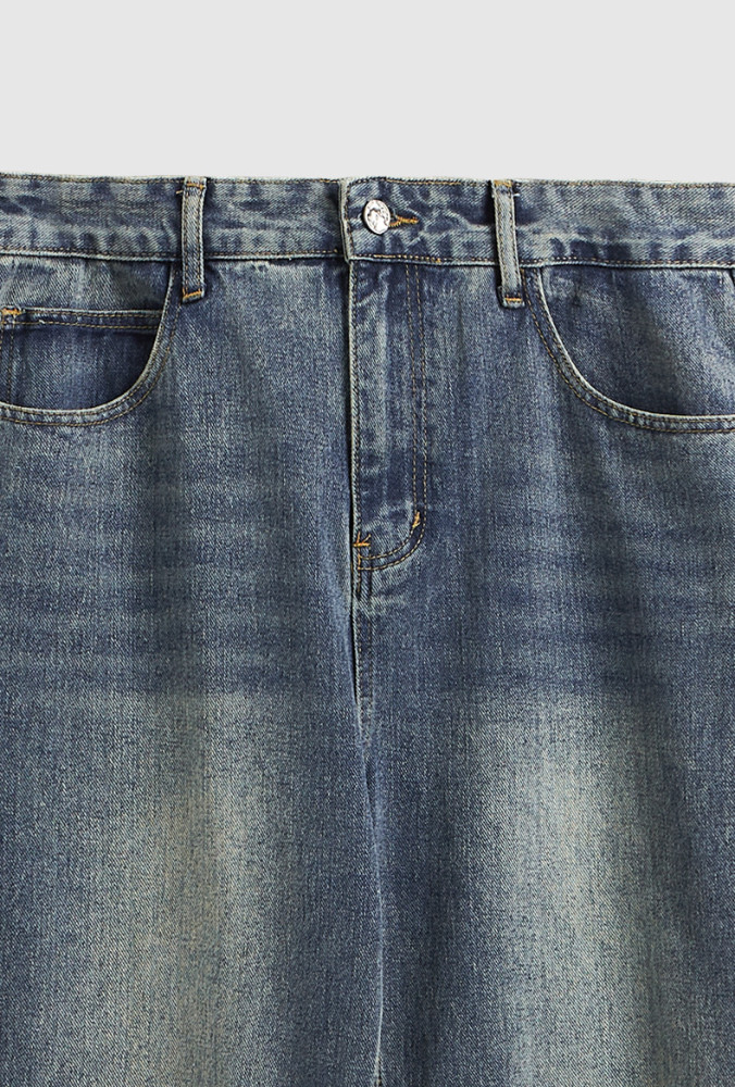 Men Women Washed Wide-leg Jeans Straight Leg Pants Bottoms Trousers Outfits Casual Jeans