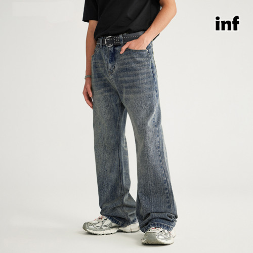 Men Women Bamboo Wash Water Jeans Straight Leg Pants Bottoms Trousers Outfits Casual Jeans