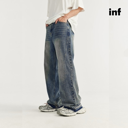 Men Women Washed Wide-leg Jeans Straight Leg Pants Bottoms Trousers Outfits Casual Jeans