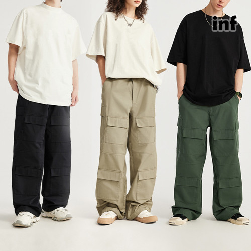 Men Women Eight Pockets Wide-leg Pants Trousers Loose pants Wide-leg Pants Casual Pants