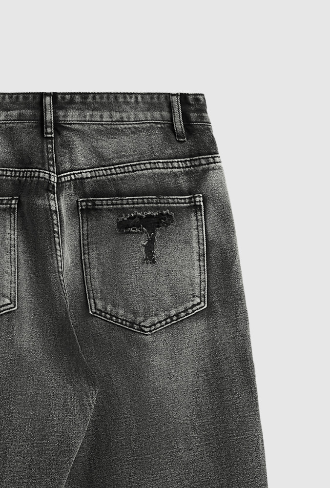 Men Women Ripped Wide-leg Jeans Straight Leg Jeans Bottoms Trousers Outfits Casual Jeans