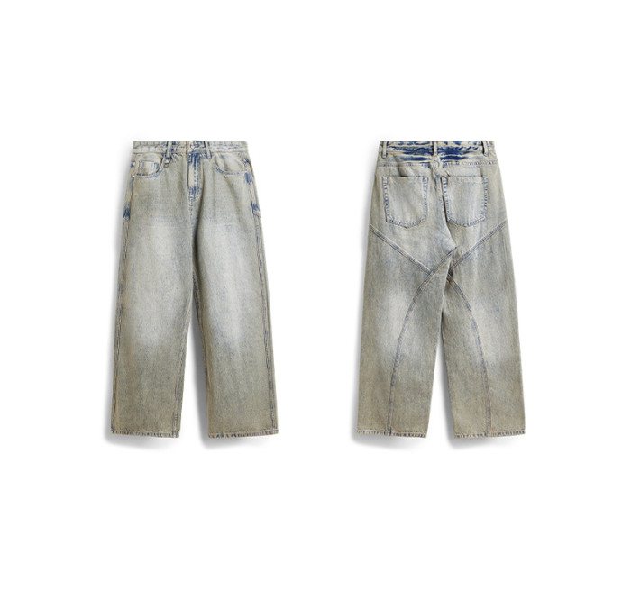 Men Women Washed Wide-leg Jeans Straight Leg Jeans Bottoms Trousers Outfits Casual Jeans