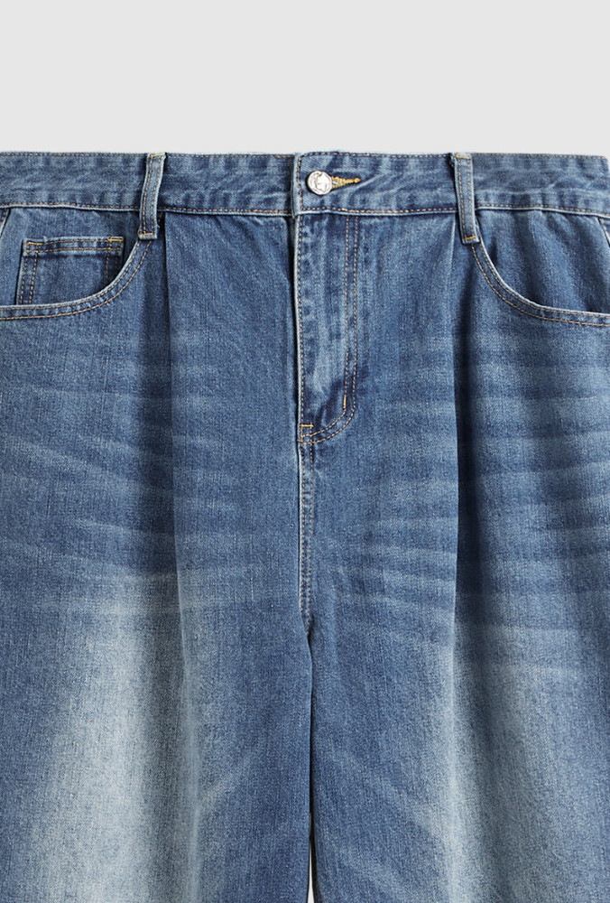 Men Women Mid High Waisted Washed Wide-leg Jeans Straight Leg Jeans Bottoms Trousers Outfits Casual Jeans