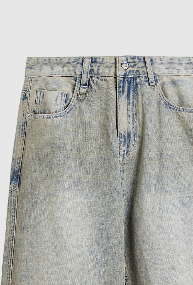 Men Women Washed Wide-leg Jeans Straight Leg Jeans Bottoms Trousers Outfits Casual Jeans