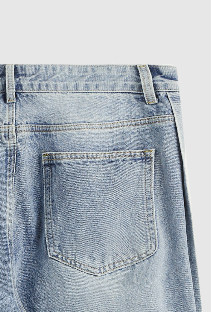 Men Women Ripped Washed Wide-leg Jeans Bottoms Trousers Outfits Casual Jeans