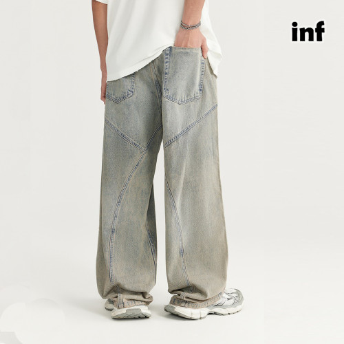 Men Women Washed Wide-leg Jeans Straight Leg Jeans Bottoms Trousers Outfits Casual Jeans