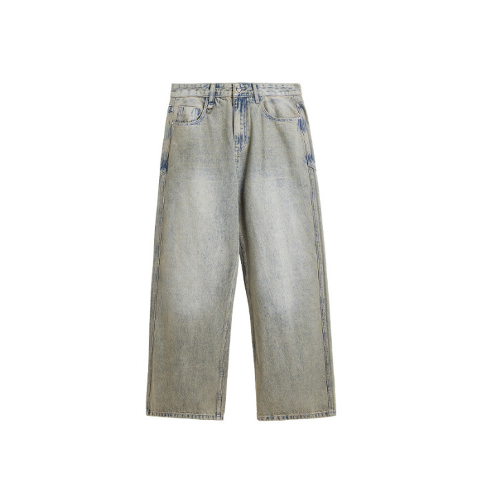 Men Women Washed Wide-leg Jeans Straight Leg Jeans Bottoms Trousers Outfits Casual Jeans