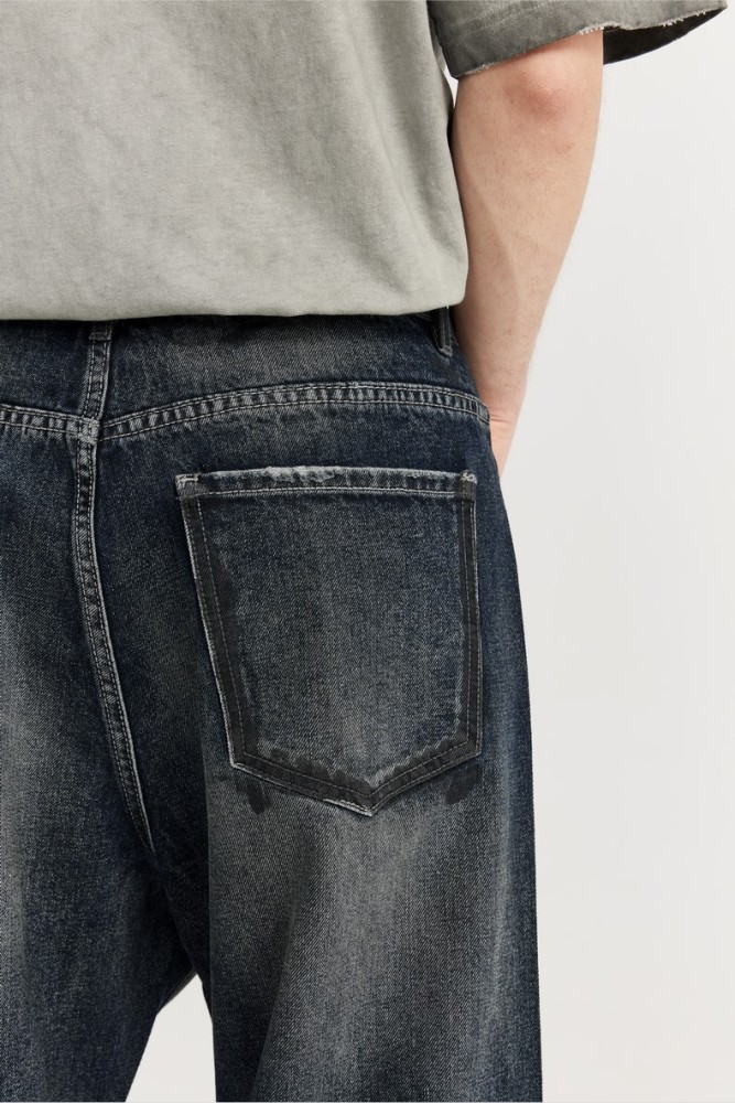 Men Women Vintage Brushed Wide-leg Jeans Straight Leg Jeans Bottoms Trousers Outfits Casual Jeans