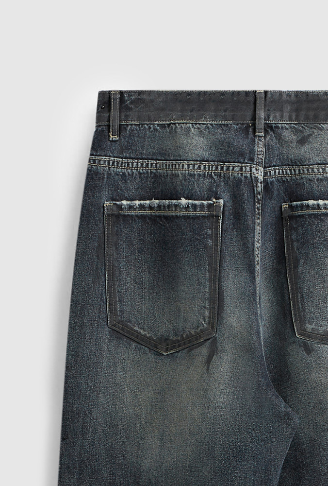 Men Women Vintage Brushed Wide-leg Jeans Straight Leg Jeans Bottoms Trousers Outfits Casual Jeans