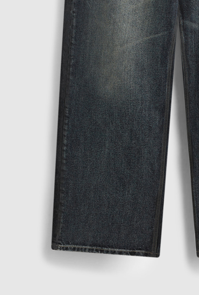 Men Women Vintage Brushed Wide-leg Jeans Straight Leg Jeans Bottoms Trousers Outfits Casual Jeans