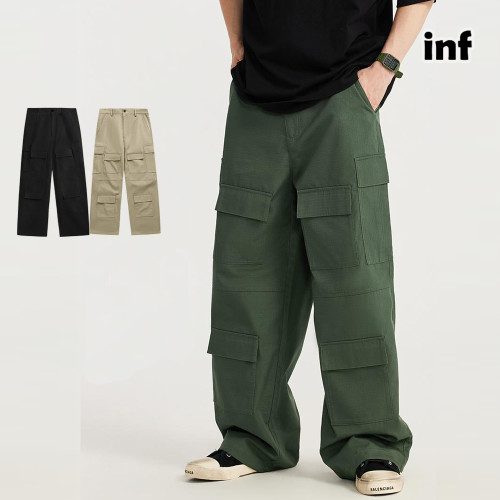 Men Women Eight Pockets Wide-leg Pants Trousers Loose pants Wide-leg Pants Casual Pants