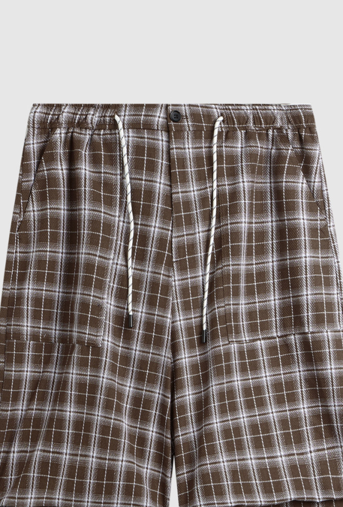 Men Women Plaid Pattern Wide-leg Pants Trousers Loose Pants Casual Pants