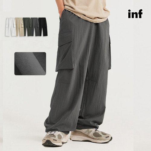 Men Women Wrinkled Cargo Straight-leg Pants Bottoms Trousers Outfits Casual Pants