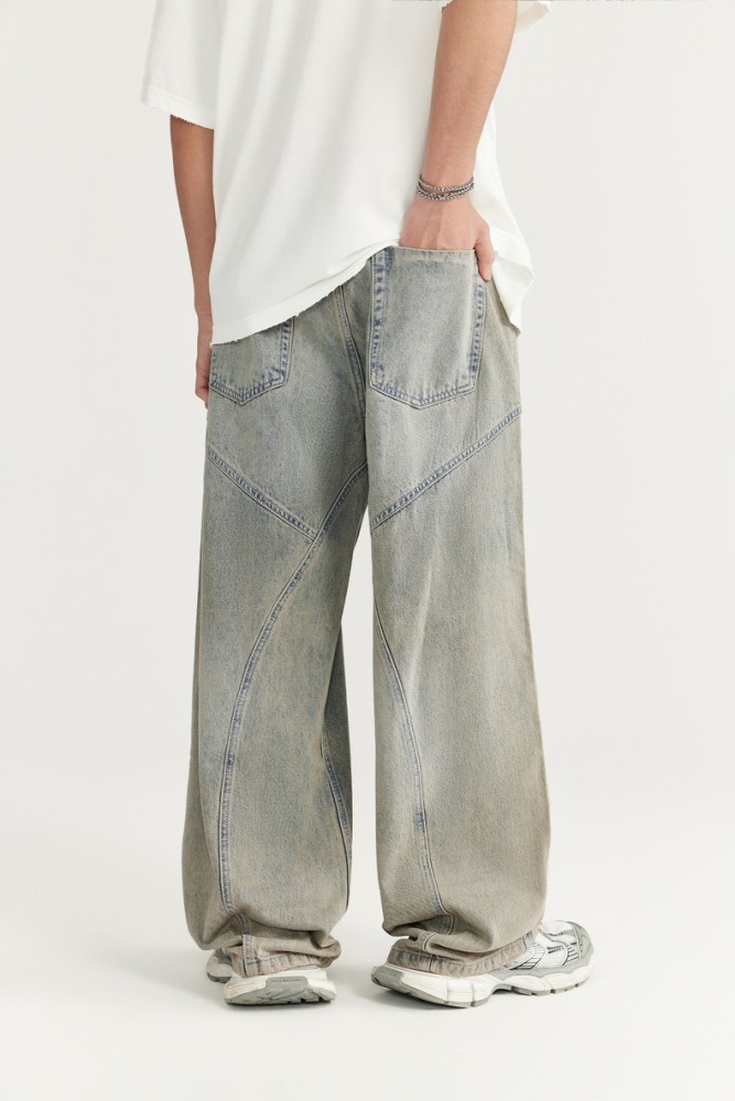 Men Women Washed Wide-leg Jeans Straight Leg Jeans Bottoms Trousers Outfits Casual Jeans