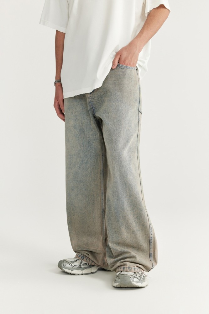 Men Women Washed Wide-leg Jeans Straight Leg Jeans Bottoms Trousers Outfits Casual Jeans