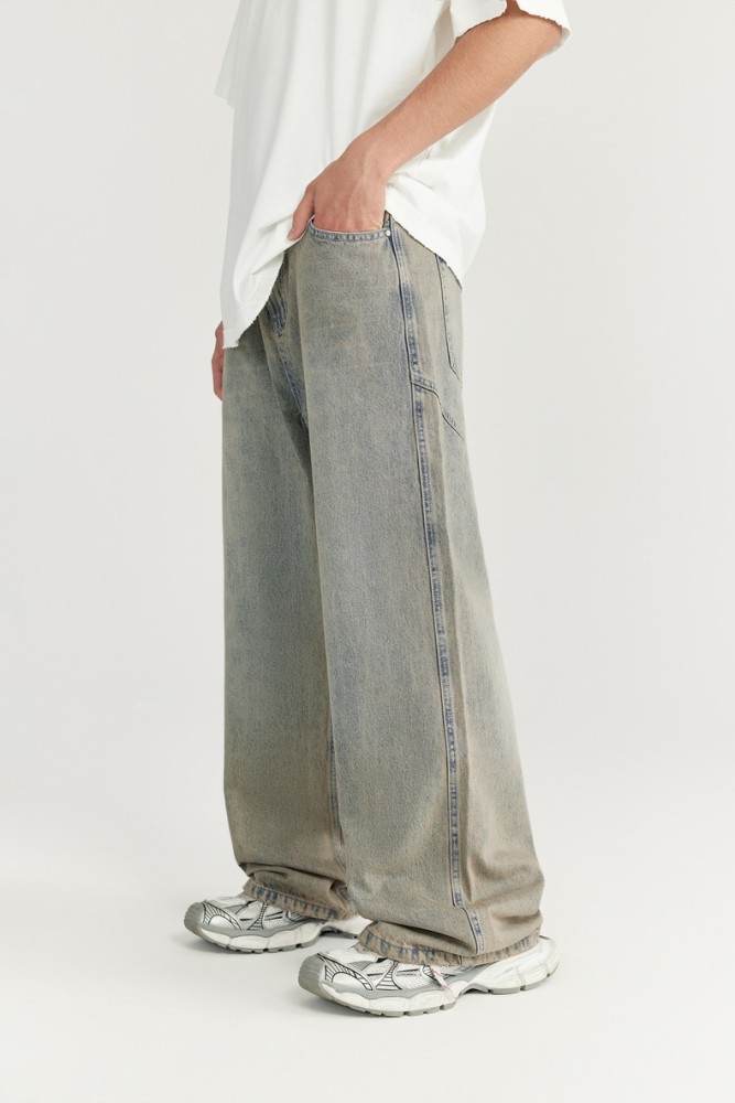 Men Women Washed Wide-leg Jeans Straight Leg Jeans Bottoms Trousers Outfits Casual Jeans