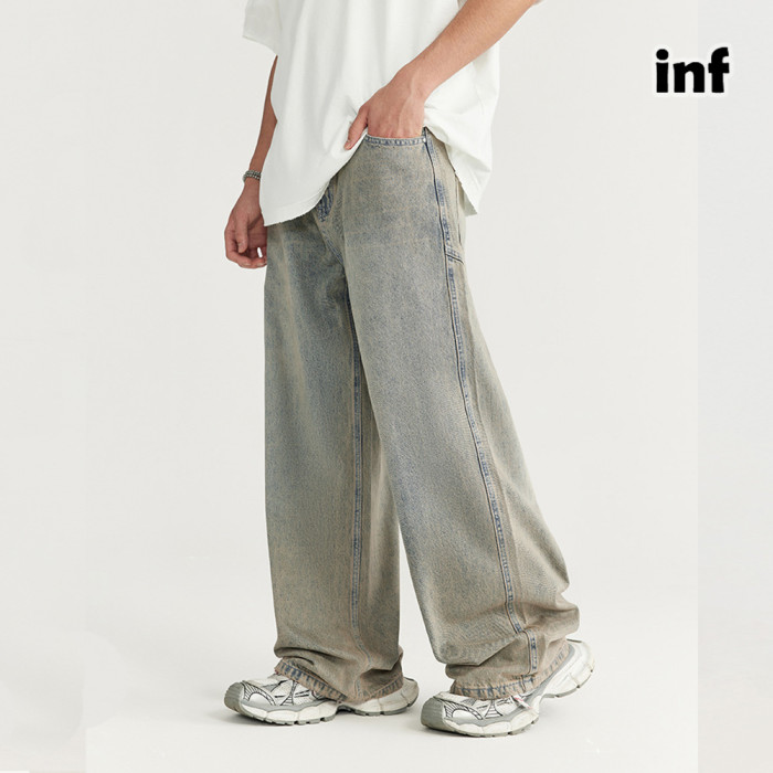 Men Women Washed Wide-leg Jeans Straight Leg Jeans Bottoms Trousers Outfits Casual Jeans