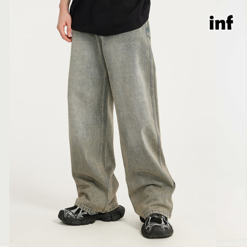 Men Women Washed Wide-leg Jeans Straight Leg Jeans Bottoms Trousers Outfits Casual Jeans