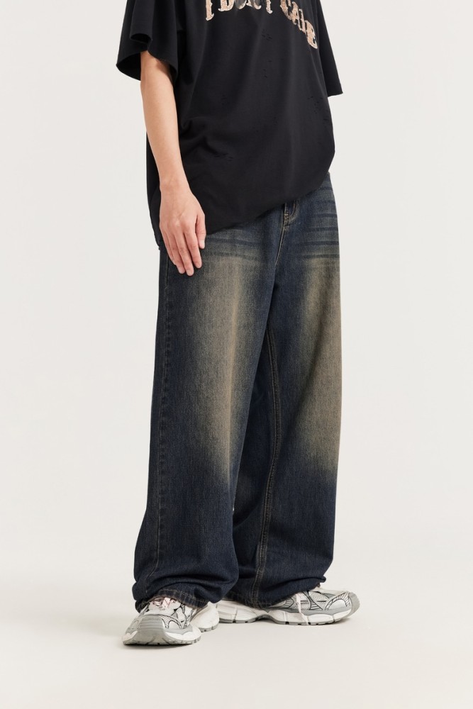 Men Women Vintage Wide-leg Jeans Bottoms Pants Trousers Outfits Casual Jeans