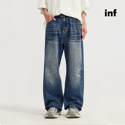Men Women Vintage Ripped Wide-leg Jeans Bottoms Pants Trousers Outfits Casual Jeans