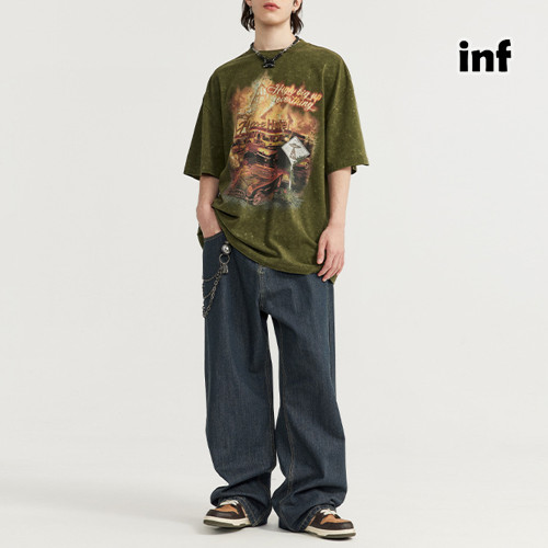 Men Women Washed Cargo Wide-leg Jeans Bottoms Pants Trousers Outfits Casual Jeans