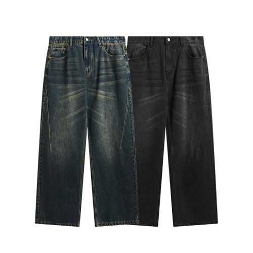 Men Women Vintage Cut Wide-leg Jeans Bottoms Pants Trousers Outfits Casual Jeans