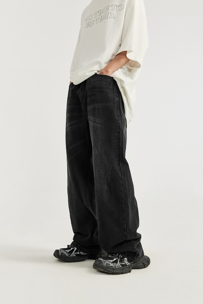 Men Women Vintage Cut Wide-leg Jeans Bottoms Pants Trousers Outfits Casual Jeans