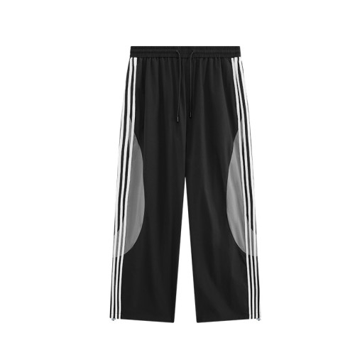 Men Women Retro Sports Splicing Strips Wide Leg Pants Trousers Loose pants Wide-leg Pants Casual Pants