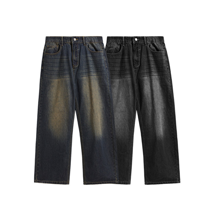 Men Women Vintage Wide-leg Jeans Bottoms Pants Trousers Outfits Casual Jeans