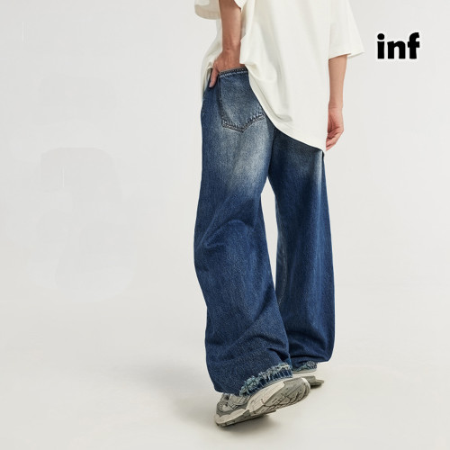 Men Women Vintage Ripped Wide-leg Jeans Bottoms Pants Trousers Outfits Casual Jeans