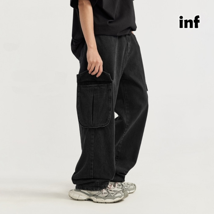 Men Women Washed Cargo Wide-leg Jeans Bottoms Pants Trousers Outfits Casual Jeans