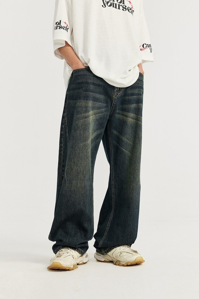 Men Women Vintage Cut Wide-leg Jeans Bottoms Pants Trousers Outfits Casual Jeans