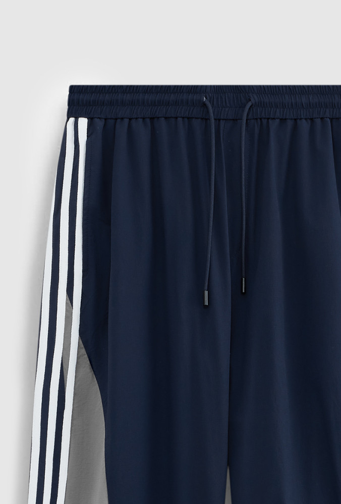 Men Women Retro Sports Splicing Strips Wide Leg Pants Trousers Loose pants Wide-leg Pants Casual Pants