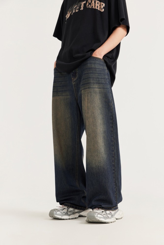 Men Women Vintage Wide-leg Jeans Bottoms Pants Trousers Outfits Casual Jeans