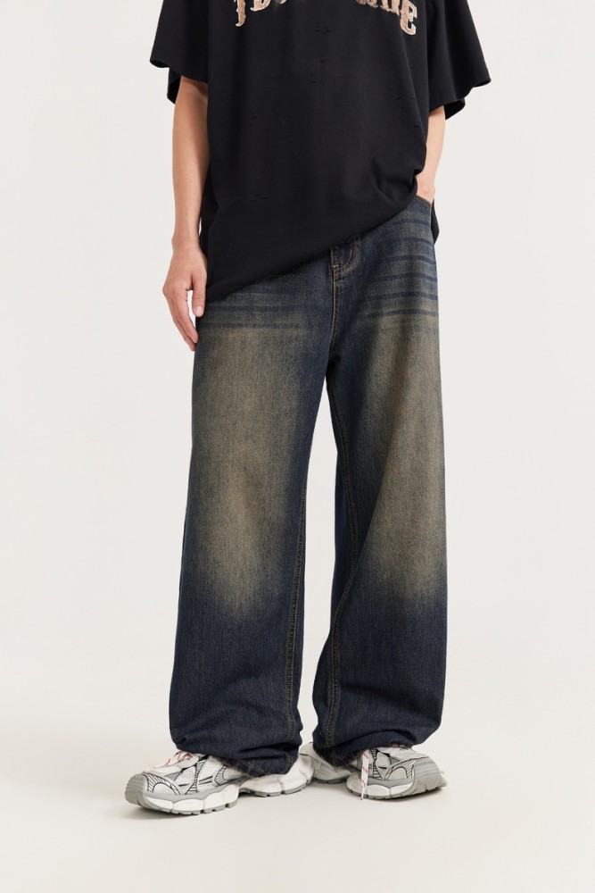 Men Women Vintage Wide-leg Jeans Bottoms Pants Trousers Outfits Casual Jeans