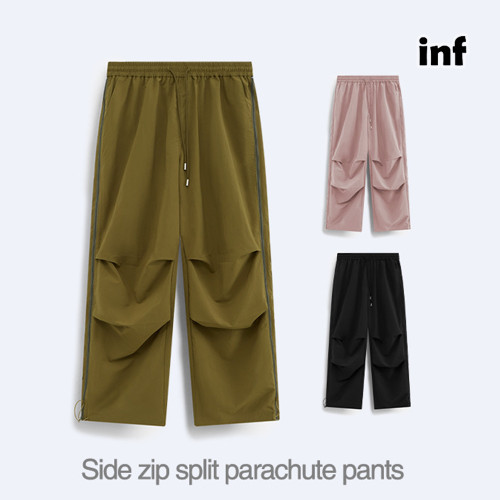 Men Women Side Zip Split Parachute Pants Trousers Loose pants Wide-leg Pants Casual Pants
