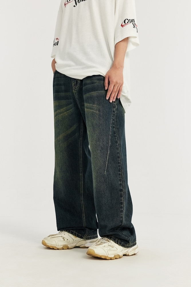 Men Women Vintage Cut Wide-leg Jeans Bottoms Pants Trousers Outfits Casual Jeans