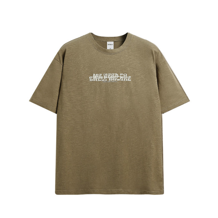 Men Women Fabric Slub Cotton T-shirt Short Sleeve Pullover Tops Sweatshirt Unisex Tee Casual T-shirt