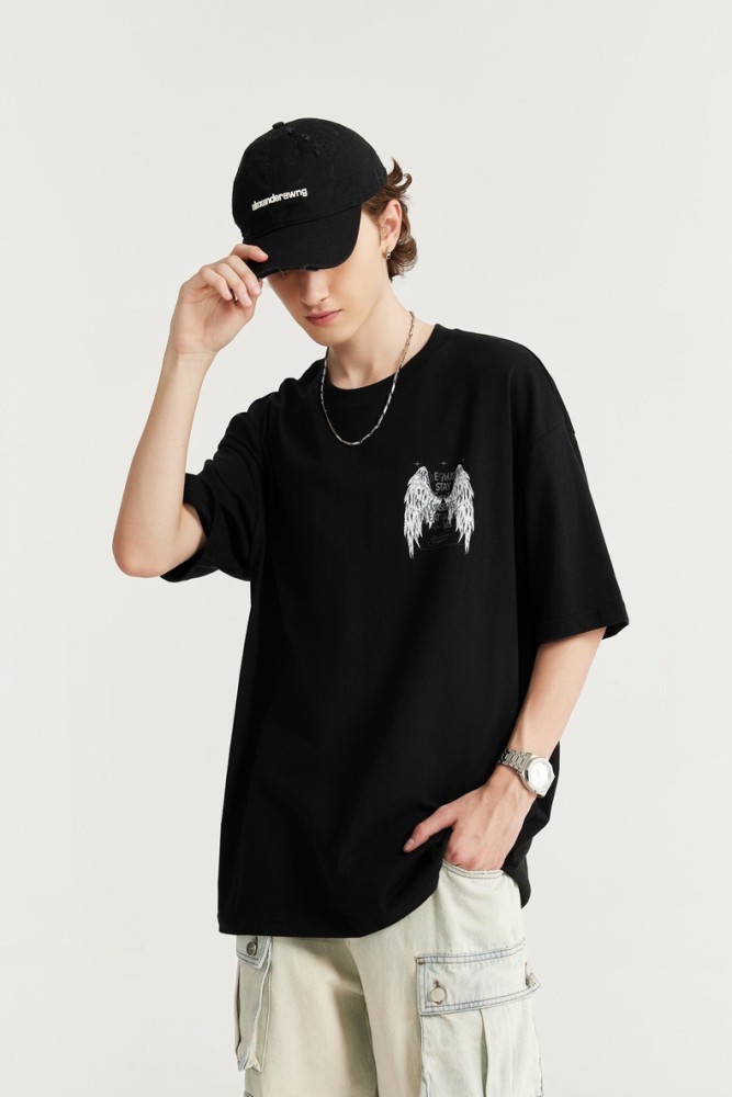 Men Women Wing Luminous Printed T-shirt Short Sleeve Pullover Tops Sweatshirt Unisex Tee Casual T-shirt